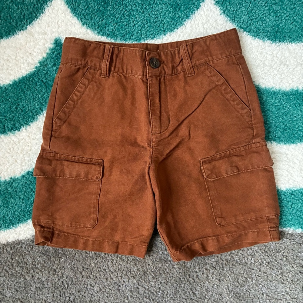 Janie and Jack Linen-Cotton Cargo Shorts (Cognac) Size 6